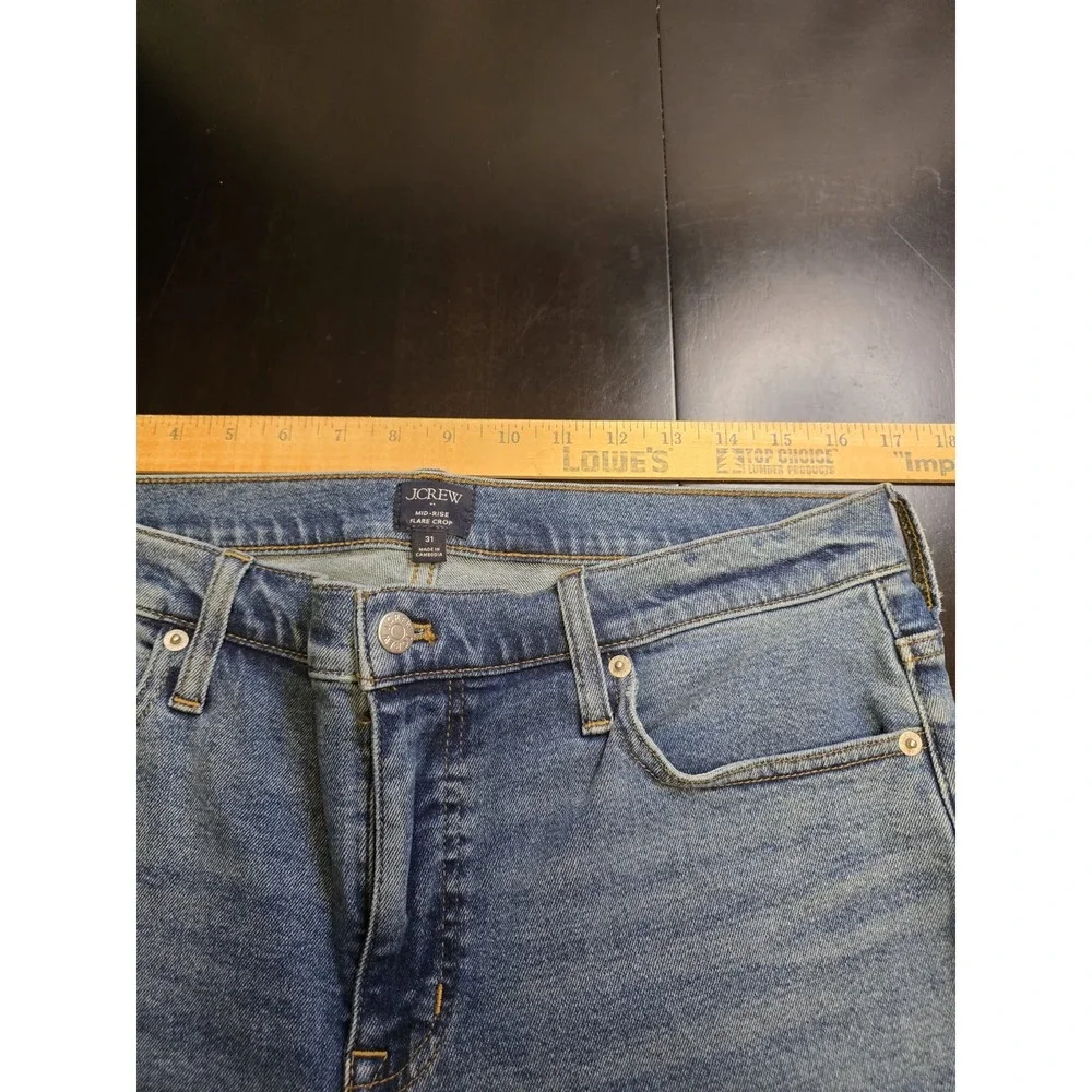 J.Crew Re-Imagined Mid-Rise Flare Crop Jeans‎ Size 31 Blue Wash Sustainable